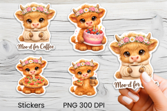 Cute highland cow stickers printable | Farm animal stickers Product Image 1