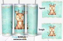 20 oz Tumbler Sublimation Wrap PNG Glitter Reindeer Tumbler Product Image 1