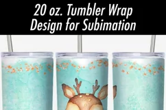 20 oz Tumbler Sublimation Wrap PNG Glitter Reindeer Tumbler Product Image 2