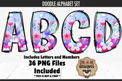 Cute Floral Doodle Alphabet Numbers | Flowered PNG Files Product Image 1