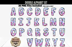 Cute Floral Doodle Alphabet Numbers | Flowered PNG Files Product Image 2