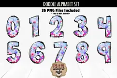 Cute Floral Doodle Alphabet Numbers | Flowered PNG Files Product Image 3