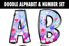 Cute Floral Doodle Alphabet Numbers | Flowered PNG Files Product Image 6