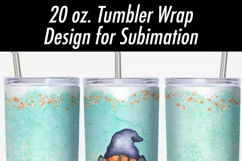 20 oz Tumbler Sublimation Wrap PNG | Halloween Cat Glitter Product Image 2