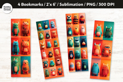 Cute Monster Bookmark Set, Printable Crafts, 4 PNG Product Image 1