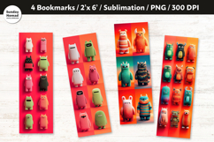 Cute Monster Bookmark Set, Printable Crafts, 4 PNG Product Image 1