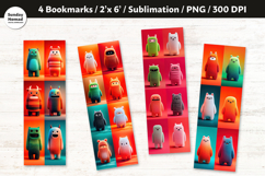 Cute Monster Bookmark Set, Printable Crafts, 4 PNG Product Image 1