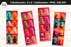 Cute Monster Bookmark Set, Printable Crafts, 4 PNG Product Image 1