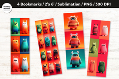 Cute Monster Bookmark Set, Printable Crafts, 4 PNG Product Image 1