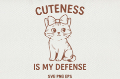 Sarcastic Cat Illustration Funny Lazy Line Art Kitty SVG PNG Product Image 1