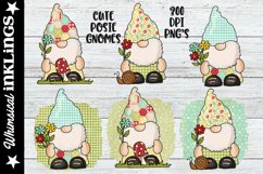 Cute Posie Gnomes-Floral Sublimation Clipart Product Image 1