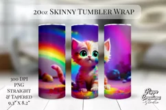 Kids Tumbler Wrap - 20 oz Cute Rainbow Cat Tumbler Wrap Product Image 1