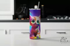 Kids Tumbler Wrap - 20 oz Cute Rainbow Cat Tumbler Wrap Product Image 2