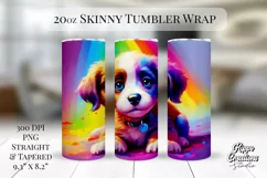 Kids Tumbler Wrap - 20 oz Cute Rainbow Dog Tumbler Wrap Product Image 1