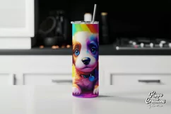 Kids Tumbler Wrap - 20 oz Cute Rainbow Dog Tumbler Wrap Product Image 2