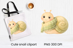 Cute cozy snail clipart PNG | Cute snail sublimation Product Image 1