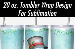 20 oz Tumbler Sublimation Wrap PNG | Cute Christmas Snowman Product Image 2