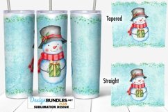 20 oz Tumbler Sublimation Wrap PNG | Cute Christmas Snowman Product Image 1