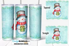 20 oz Tumbler Sublimation Wrap PNG | Cute Christmas Snowman Product Image 1