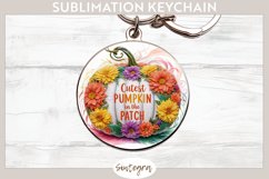 Cutest Floral Fall Pumpkin v1 Round Keychain Sublimation Product Image 1