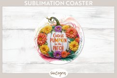 Cutest Floral Fall Pumpkin v1 Round Coaster Sublimation Product Image 1