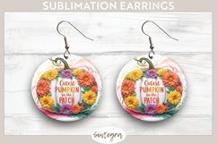 Cutest Floral Fall Pumpkin v1 Round Earrings Sublimation Product Image 1