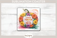 Cutest Floral Fall Pumpkin v1 Square Coaster Sublimation Product Image 1