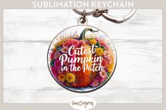 Cutest Floral Fall Pumpkin v2 Round Keychain Sublimation Product Image 1