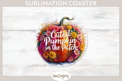 Cutest Floral Fall Pumpkin v2 Round Coaster Sublimation Product Image 1