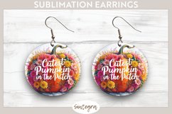 Cutest Floral Fall Pumpkin v2 Round Earrings Sublimation Product Image 1