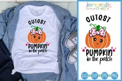 Cutest Pumpkin in the Patch SVG, girl Thanksgiving Fall Cut Product Image 1