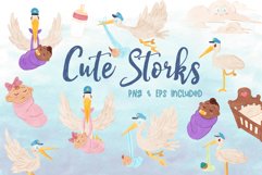 Cute Storks Watercolor Style Clip Art Product Image 1