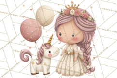Princess and Unicorn Clip Art PNG Magical Mini World Product Image 2