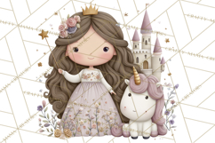 Princess and Unicorn Clip Art PNG Magical Mini World Product Image 4