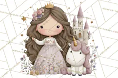 Princess and Unicorn Clip Art PNG Magical Mini World Product Image 4
