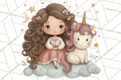 Princess and Unicorn Clip Art PNG Magical Mini World Product Image 3