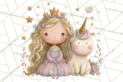 Princess and Unicorn Clip Art PNG Magical Mini World Product Image 2