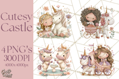 Princess and Unicorn Clip Art PNG Magical Mini World Product Image 1