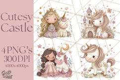 Princess and Unicorn Clip Art PNG Magical Mini World Product Image 1