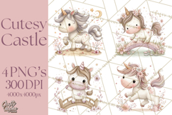 Princess and Unicorn Clip Art PNG Magical Mini World Product Image 1