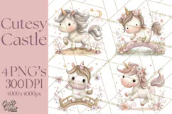 Princess and Unicorn Clip Art PNG Magical Mini World Product Image 1