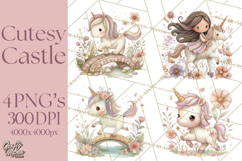 Princess and Unicorn Clip Art PNG Magical Mini World Product Image 1