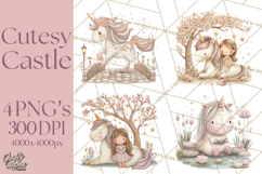 Princess and Unicorn Clip Art PNG Magical Mini World Product Image 1