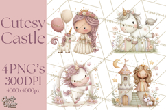 Princess and Unicorn Clip Art PNG Magical Mini World Product Image 1