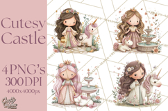 Princess and Unicorn Clip Art PNG Magical Mini World Product Image 1