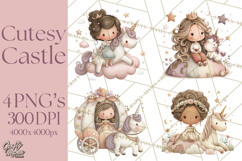 Princess and Unicorn Clip Art PNG Magical Mini World Product Image 1