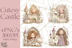 Princess and Unicorn Clip Art PNG Magical Mini World Product Image 1