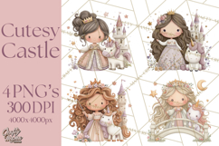 Princess and Unicorn Clip Art PNG Magical Mini World Product Image 1