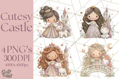 Princess and Unicorn Clip Art PNG Magical Mini World Product Image 1
