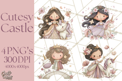 Princess and Unicorn Clip Art PNG Magical Mini World Product Image 1